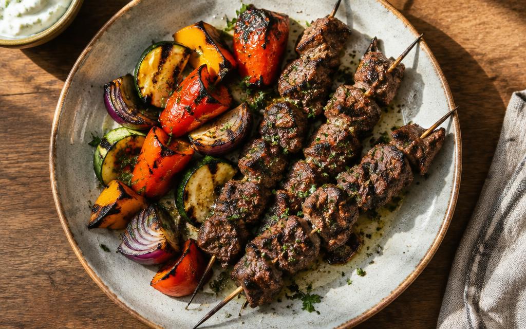 Lamb skewers + pita, $19 at Olive & Ash
